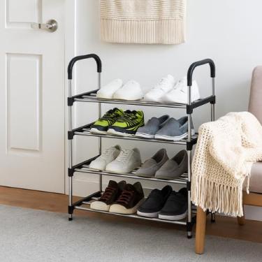Imagem de Sapateira Prateleiras Organizadora Vertical com 4 Camadas Desmontável Organizador Multiuso Estante para Calçados Compacta e Resistente Fácil de Montar