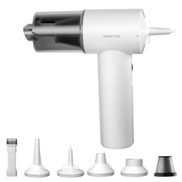 Imagem de REIKIYA Espanador de ar portátil 150000RPM super potência, aspirador de pó sem fio 18000Pa bomba portátil recarregável com luz LED, soprador de poeira ajustável para teclado de computador, carro, casa