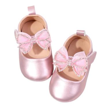 Imagem de HsdsBebe Sapatos femininos Mary Jane sem cadarço antiderrapante sola macia princesa primeiro andador sapatos vestido de casamento, 4223/Rosa, 12-18 Months Toddler