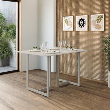 Imagem de Mesa para Sala de Jantar 118x78cm Belle Champagne / Off White