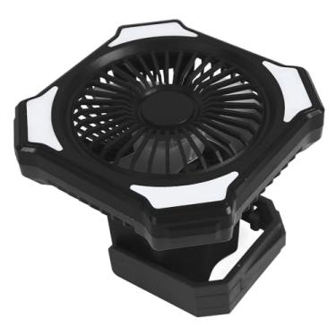 Imagem de Domary Fã de Acampamento Portátil Com Lanterna LED, 10000mAh Alimentada por Bateria, 3 Níveis Ajustáveis ​​e Silenciosos Fãs para Piquenique, Churrasco, Pesca, Viagem, Em Qualquer Lugar (Preto)