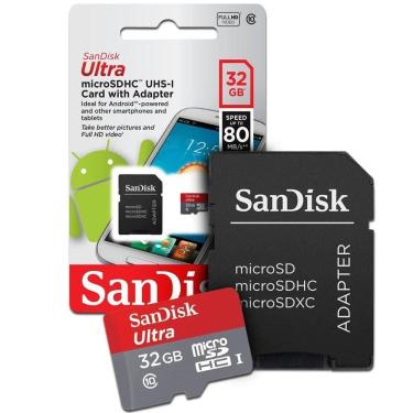 Imagem de Cartão Memória Micro Sd Ultra 32Gb Sandisk 80Mb/S Classe 10
