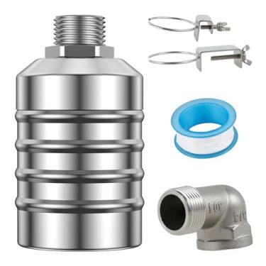 Imagem de Válvula flutuante para evitar vazamentos de 1/5.1 cm 3/10.2 cm, válvula flutuante de controle de nível de água totalmente automática de aço inoxidável 304, entrada de água superior e lateral máxima de