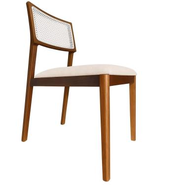 Imagem de Cadeira élise Madeira Maciça Linho Ou Boucle 2 Peças - Élpis Móveis Bouclê Natural Imbuia