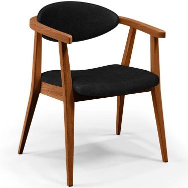 Imagem de Poltrona Decorativa Para Sala de Estar Jantar Cecília L02 Couríssimo Preto - Lyam Decor