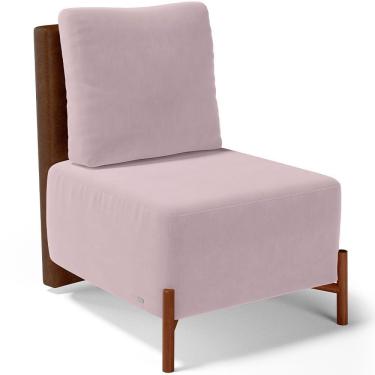 Imagem de Poltrona Decorativa Sala de Estar Living Pés Madeira Hungria L02 Couríssimo Marrom Suede Rosê - Lyam