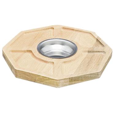 Imagem de Mini Petisqueira Em Madeira Com Molheira Em Inox 24X2 Cm