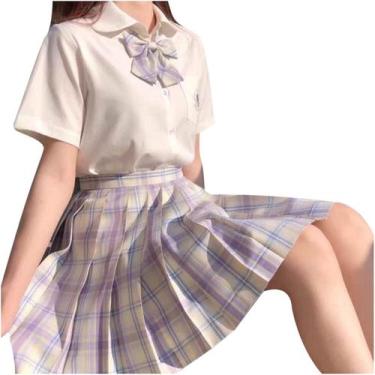 Imagem de Moda feminina xadrez plissada saia em linha A anti-burnout saia curta 