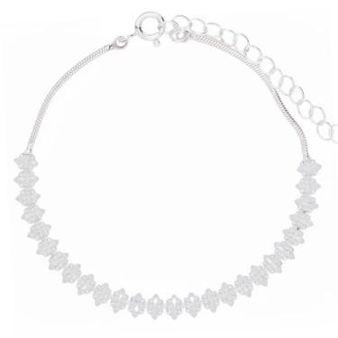 Imagem de Pulseira Pedras Brancas Navete Folheada a Prata 925 - Papillon Semi Jó