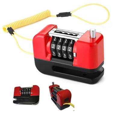 Imagem de Trava de Disco Freio Antifurto Senha 4 digitos Moto Bike Motocicleta Bicicleta Cadeado Segurança Proteçao Resistente
