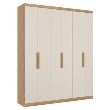 Imagem de Guarda Roupa Casal Milan 6 Portas Capuccino Off White Acetinado - THB