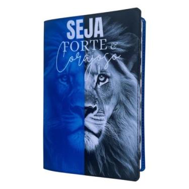 Imagem de Bíblia Azul Seja forte e corajoso com indice  harpa e corinhos - CENTR