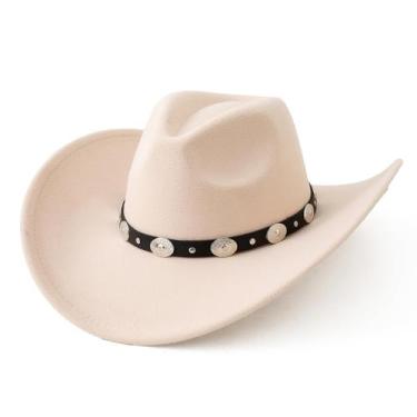 Imagem de Chapéu Lanzom Wide Brim Felt Cowboy Bege Pequeno/Médio
