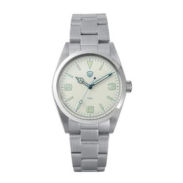 Imagem de Watchdives WD1016 VH31 Relógio de quartzo Sweep – Relógio masculino com mostrador de 37 mm, aço inoxidável, luminoso, à prova d'água, 100 m, V3/Branco369/K1