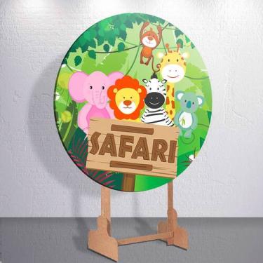 Imagem de Capa Painel Redondo Festa Safari Animais Estampa Infantil Mini e Grand