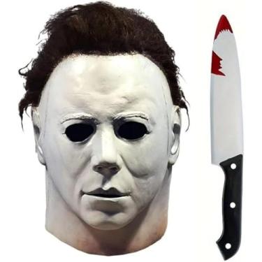 Imagem de Boolavard Conjunto de 2 facas de máscaras Michael Myers para Halloween, fantasia de terror e cosplay, adereços de látex