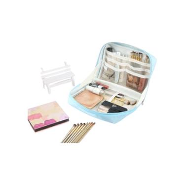 Imagem de Bolsa cosmética de tecido de formiga de grande capacidade para organizar e organizar azul claro