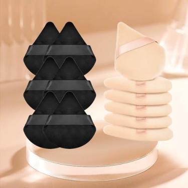 Imagem de Conjunto de sopro de pó triângulo macio de 3 peças, puffs de pó para rosto, esponjas de maquiagem para base, adequado para ferramentas de maquiagem cosmética líquida e creme (preto + nude)