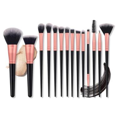 Imagem de 14 conjuntos de pincéis de maquiagem, pincéis de base, pincéis de maquiagem poderosos, corretivos para líquido, creme e pó – polido, mistura e pincel facial