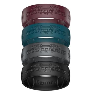 Imagem de Egnaro Anéis de casamento masculinos de silicone, pulseiras de noivado de borracha com gravação de 8,5 mm de largura, 2,5 mm de espessura, pacote múltiplo para treino, viagem, academia