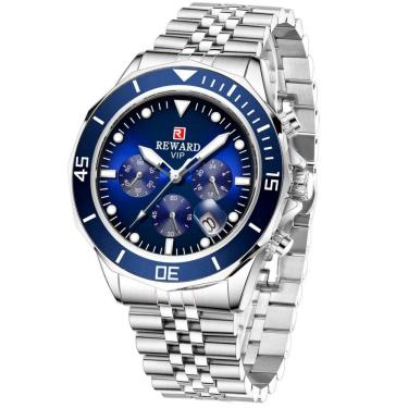 Imagem de Relógio Masculino Casual Esportivo Luminoso Impermeável 3atm Em Aço Inoxidavel Azul