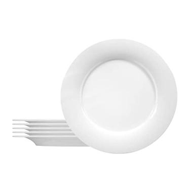 Imagem de Seltmann Weiden Prato plano de porcelana Savoy com aro, prato de salada, branco, 24 cm, conjunto com 6