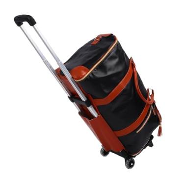 Imagem de Fabater Bolsa de Viagem Com Carrinho Removível, Bolsa de Viagem Impermeável Com Rodinhas de Grande Capacidade de 40L, Com Alça de Couro e Rodas de Absorção de Choque (Preto Marrom)