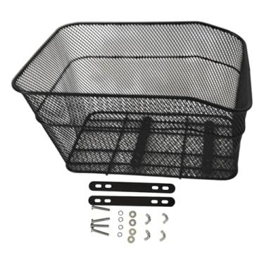 Imagem de Colaxi Cesto traseiro para bicicleta, grande capacidade, acessórios para ciclismo, cesto de metal prático e para armazenamento de carga.