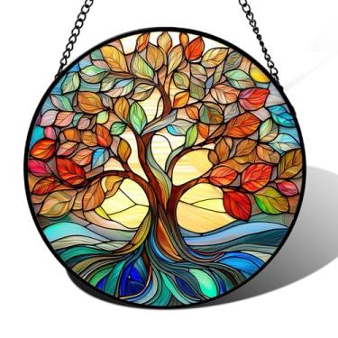 Imagem de Painel de vidro colorido para pendurar árvore da vida, apanhadores de sol, painel de vidro, perfeito para presente de aniversário, mulheres, homens, esposa, tia e mãe