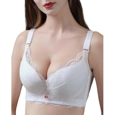Imagem de Sutiã feminino CHAOJIESI Push Up, renda floral, com aro, branco 34A
