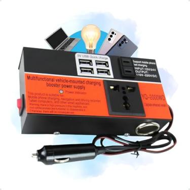 Imagem de Inversor de Potência Veicular 12V/24V para 110V/220V, 4 USB, Display LED, Proteções Múltiplas – Conversor para Carro