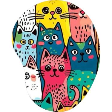 Imagem de Mouse Pad Ergonômico Gota Arte Estampa de Gatos em Cores Vibrantes