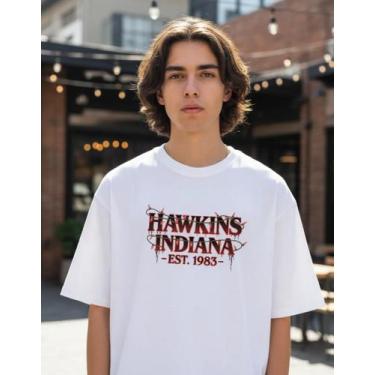 Imagem de Camiseta 100% Algodão Stranger Things Hawkins - sneko, Branco, GG
