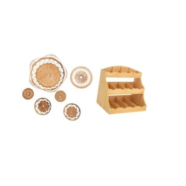 Imagem de Fenteer Arte de Parede E Organizador de Vime para Sala de Chá, Corredor, Quarto, Café, Bar, Estação de Cozinha, Balcão, Armazenamento