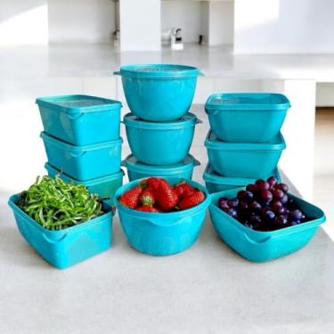 Imagem de Marmita portatil Kit 12 Potes cozinha Plásticos Formatos Variados para marmita variados organizadores de alimento(Tifanny)