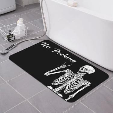 Imagem de Knerova Tapetes de banho de caveira de secagem rápida, absorvente, tapete de banho de borracha antiderrapante para banheiro, banheira, pia de chuveiro 50 cm x 81 cm