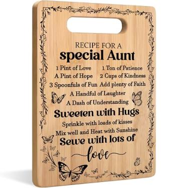 Imagem de WARDOS Tábua de cortar presentes de tia, presentes de tia para aniversário e Natal do sobrinho, receita para uma tia especial, tábuas decorativas de bambu para cozinha