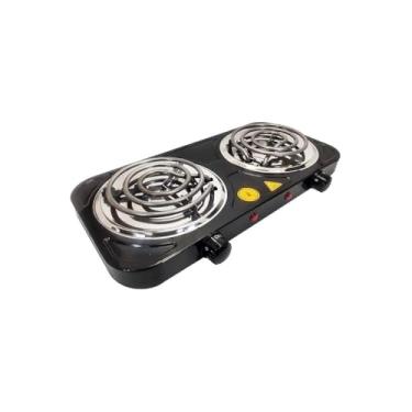 Imagem de Fogão Elétrico Portátil 2 Bocas, 2000W, 110V, com 5 Níveis de Temperatura, Revestimento Antiaderente, 43x21x4cm