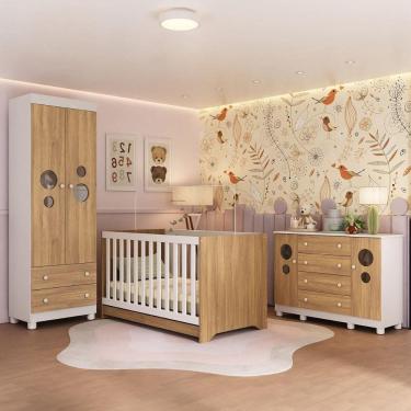 Imagem de Quarto de Bebê Completo com Berço Americano 3 em 1 Bombom Multimóveis MP4626