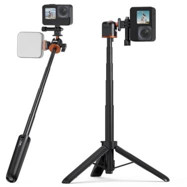 Imagem de VRIG Tripé de bastão de selfie de 54,6 cm para Go Pro com suporte de sapato, cabeça esférica de 360°, cabo Vlog portátil, cabo de ação para câmera de ação para Go Pro Hero 13/12/11/10/9, DJI Action 5