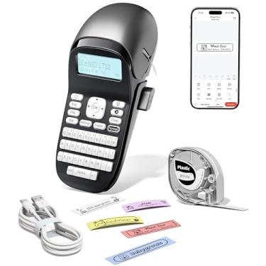 Imagem de EazeID Etiquetadoras Bluetooth, máquina de etiquetar com fita impermeável, etiquetadora portátil com teclado, tela retroiluminada, bateria recarregável e memória integrada para organização de