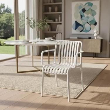 Imagem de Kit com 4 Cadeiras Milão, Cadeiras de Sala de Jantar com Braços, Conjunto para Sala de Estar (Branco)