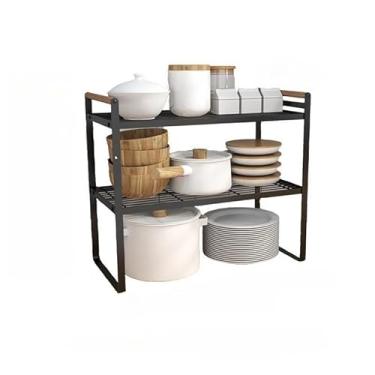 Imagem de Rack 2 Andares Organizar Objetos Armário Lavanderia Prateleira Branco/Preto(PRETO)