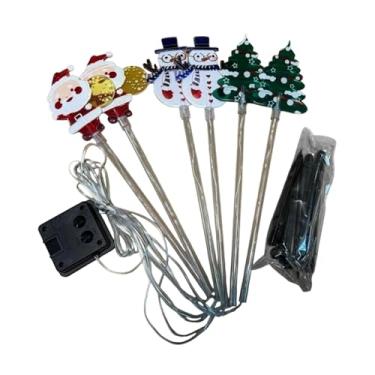 Imagem de WeiLaiKeQi Conjunto de 6 luzes solares de Natal com estaca, iluminação decorativa de LED para o Natal, luzes de paisagem para casamento, pátio, quintal e jardim, Style a