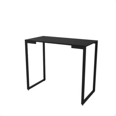 Imagem de Mesa Aparador Buffet Industrial 90x45x90 em MDF com Pés de Aço Preto – Balcão Moderno para Sala, Escritório ou Hall(Preto)