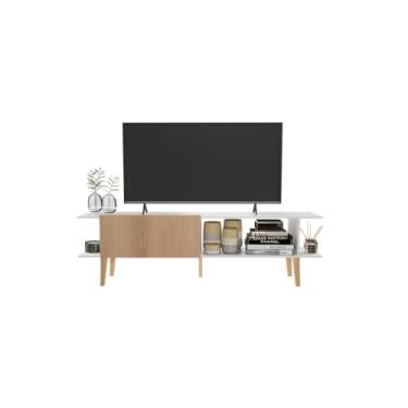 Imagem de Rack Para Sala De Estar Modelo Tokyo Com Porta e Pés Palito Design Moderno Retrô para TV