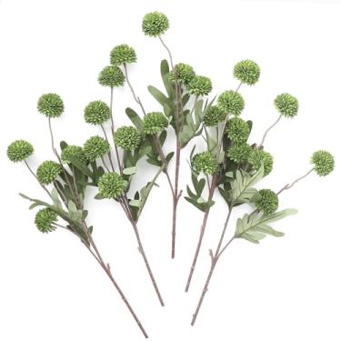Imagem de Floroom 5 peças de flores artificiais de seda sintética verde-oliva, mini crisântemos falsos a granel com hastes para centros de mesa de casamento, arranjos florais, enchimentos de vasos, decorações