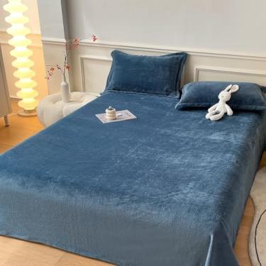 Imagem de MorroMorn Jogo de lençol Queen de flanela ultramacio e fofo de lã de pelúcia 4 peças - Jogo de cama para todas as estações com plano, bolso profundo e 2 fronhas, veludo luxuoso aconchegante (azul