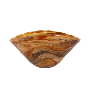 Imagem de Vaso Murano Âmbar, Bowl Decorativo em Vidro Artesanal, Design Italiano, 33x24x16cm, Peça Única para Decoração