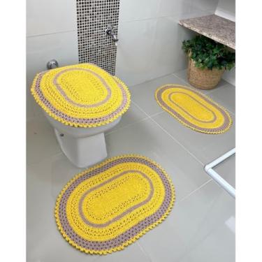 Imagem de Jogo De Banheiro Em Croche 3 Peças Ipê Artesanal (Amarelo)